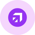 flèche deco violet dans un cercle deco font de site